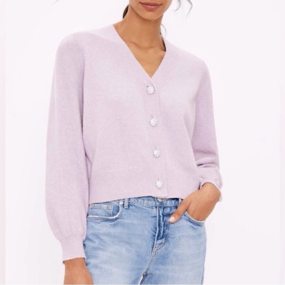 Loft Lavender Jeweled Button-Up Women's Cardigan